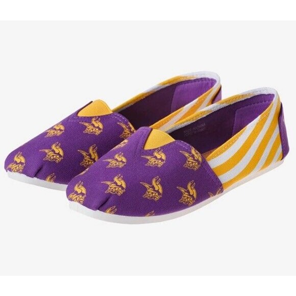 FOCO NFL‎ Football Women's Minnesota Vikings Canvas Slip On Shoe New with Tags - Picture 1 of 4